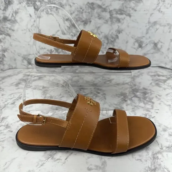 Tory Burch Mini Everly Back Strap Sandal Size 11 Antique Tan Vanchetta Leather - Picture 4 of 11